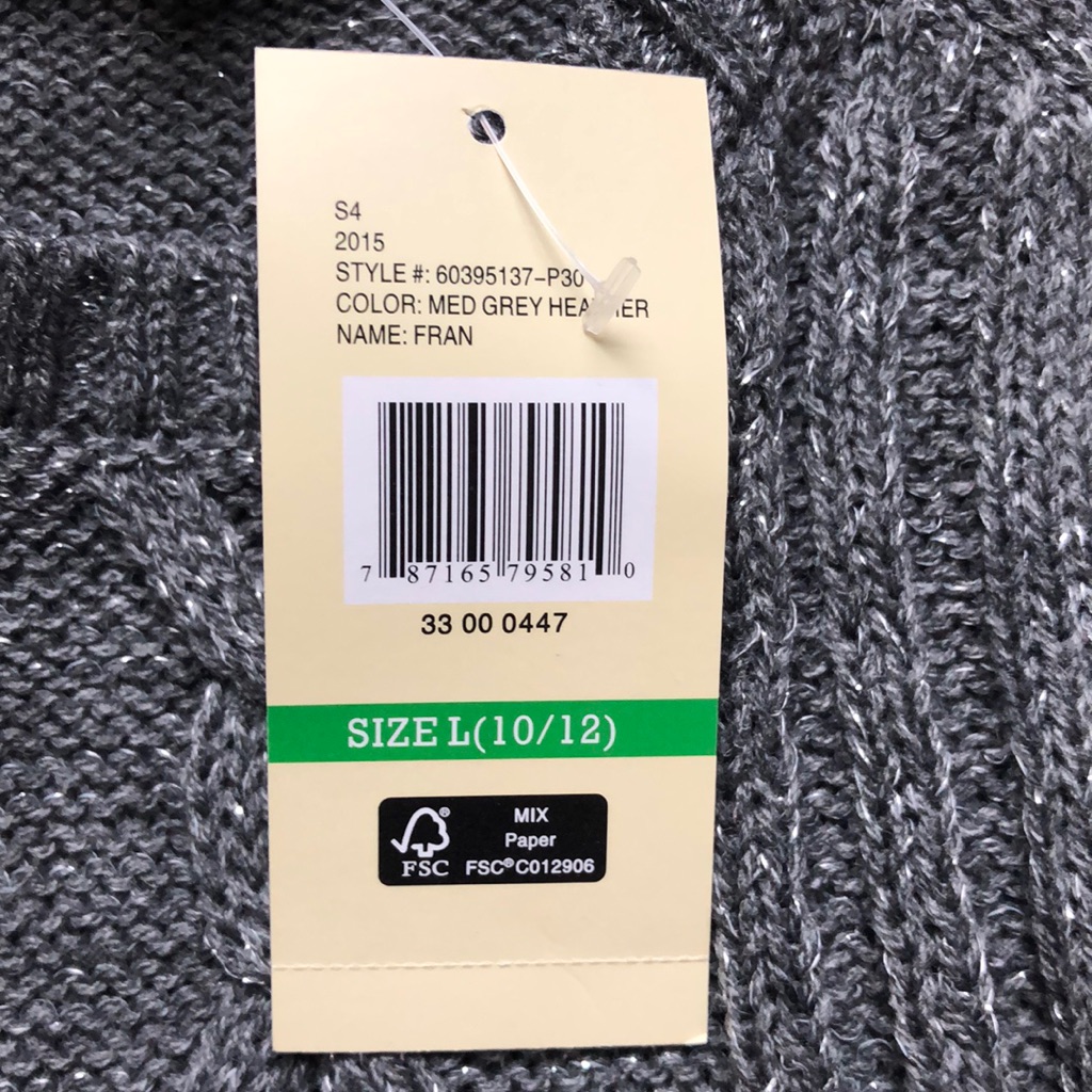 Lei Sweater Dress Girls Size Large 10/12 Grey White Long Sleeve — image 6 of 7